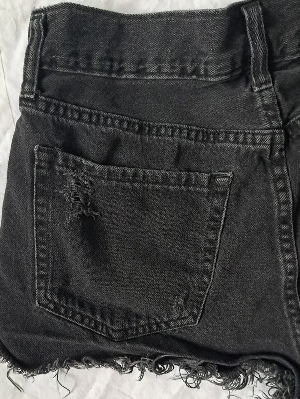Aeropostale Black Denim Boyfriend Jean Shorts Cutoff Distressed Thrashed Rip  2